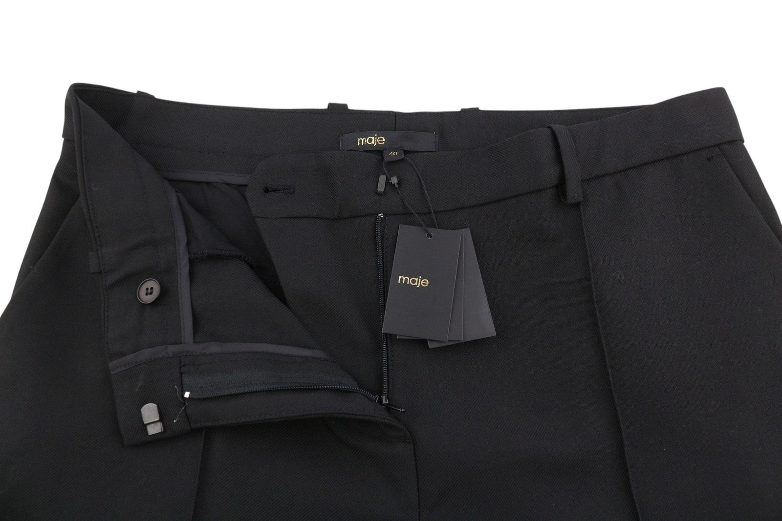 MAJE Pilar Women's Trousers 40 L Black Tailored Zip Fly Classic RRP295