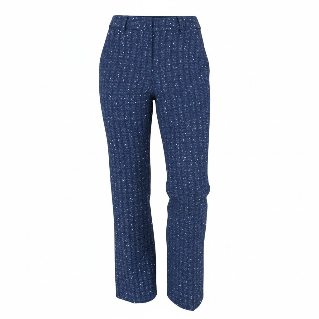 SANDRO Palmira Women's Trousers 36 S Blue Metallic Tweed Straight RRP225
