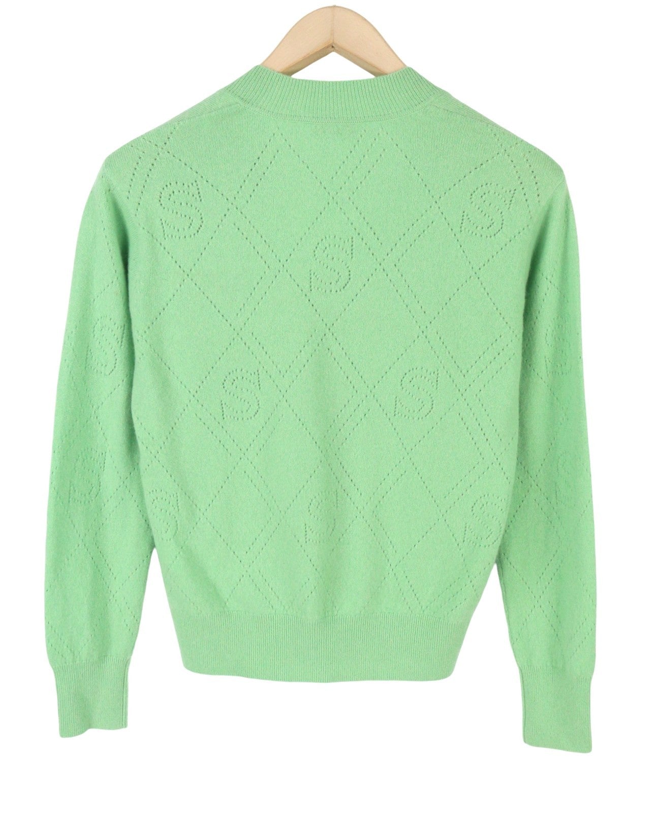SANDRO Joseph Women's Jumper 0 XS Green Wool Cashmere V-Neck Knit RRP255
