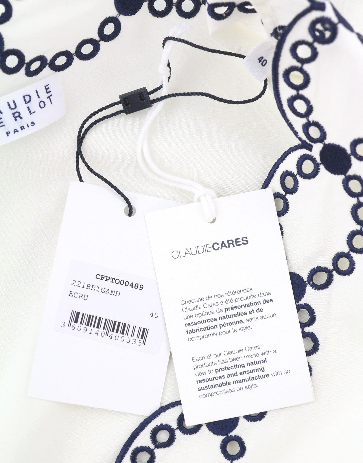 CLAUDIE PIERLOT Brigand Women's Blouse 40 M White Wrap Cotton Crop RRP195