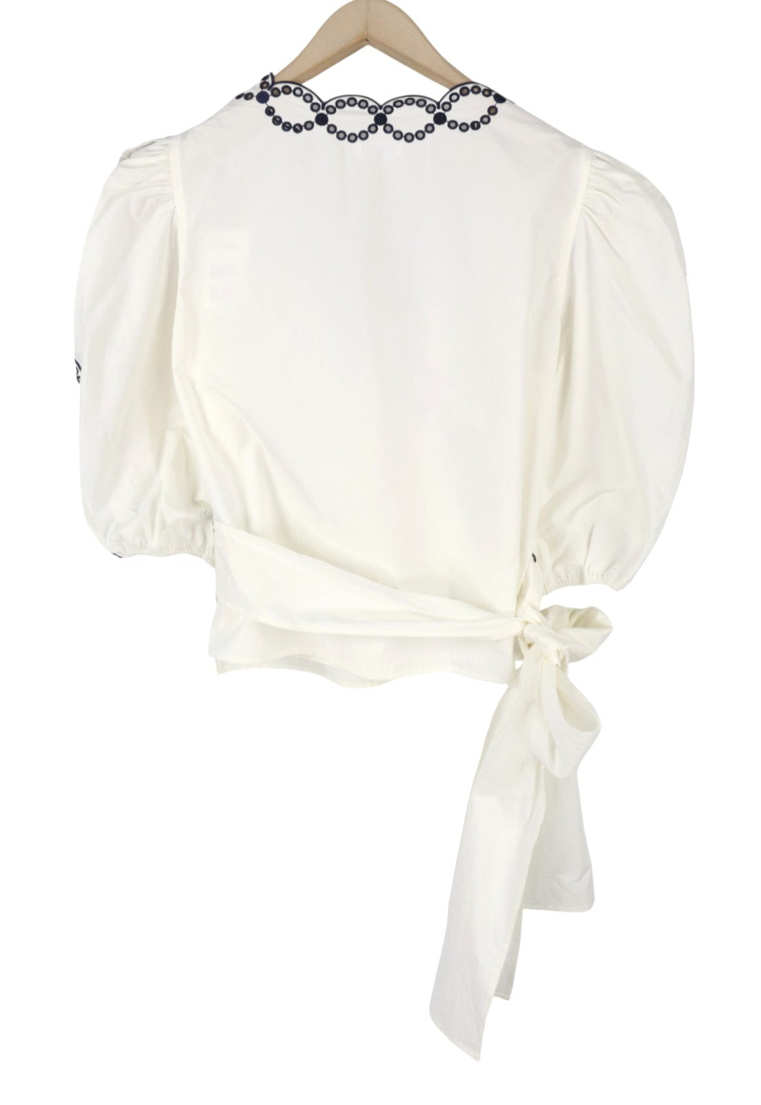 CLAUDIE PIERLOT Brigand Women's Blouse 40 M White Wrap Cotton Crop RRP195