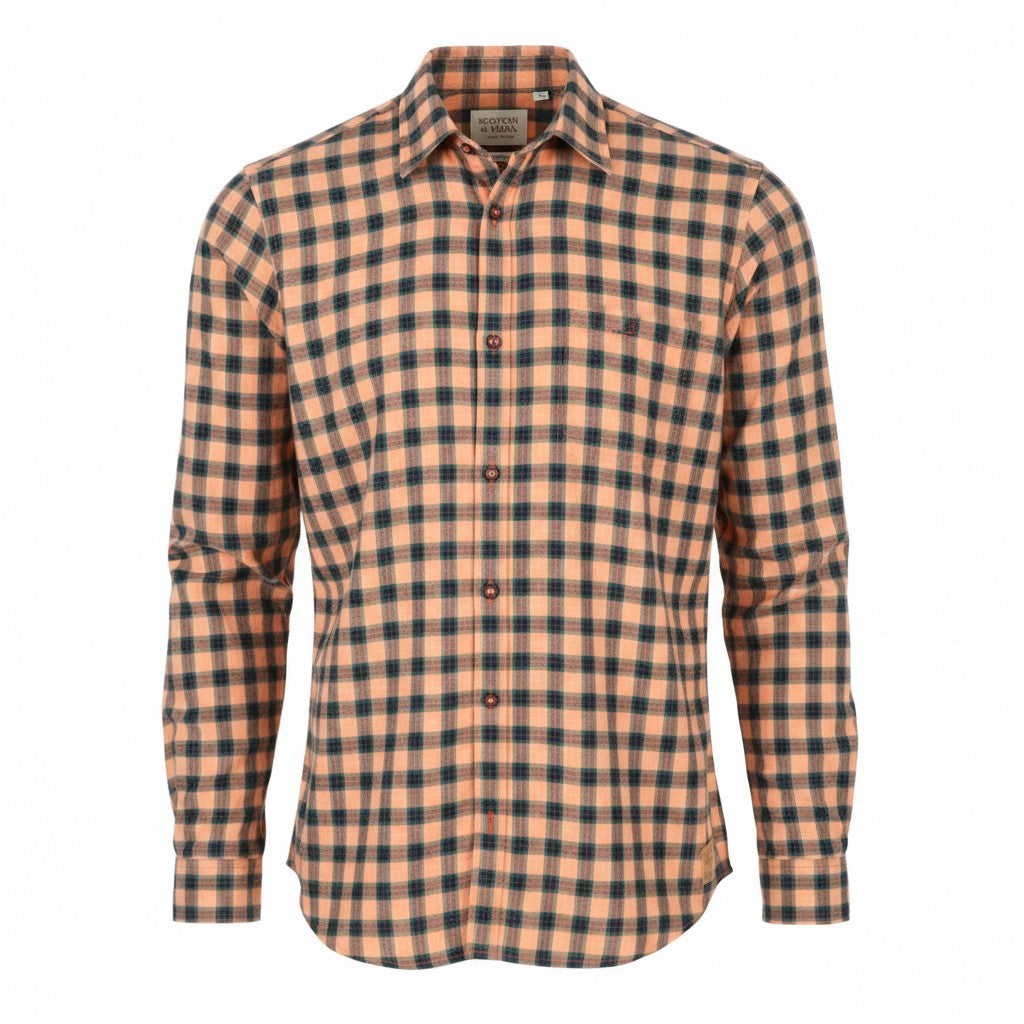 SCOTCH & SODA Men's Shirt M Orange Check Cotton Button-Down Casual