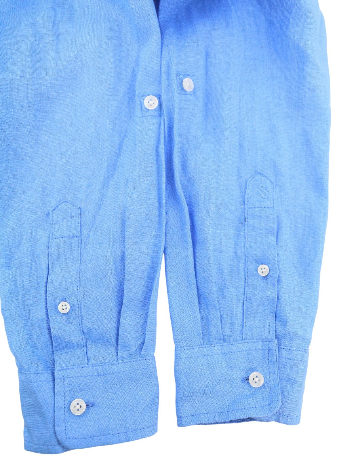 SCOTCH & SODA Men's Shirt M Blue Linen Roll-Up Sleeve Button-Down Casual