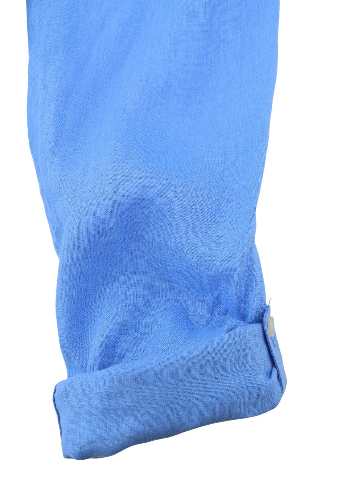SCOTCH & SODA Men's Shirt M Blue Linen Roll-Up Sleeve Button-Down Casual