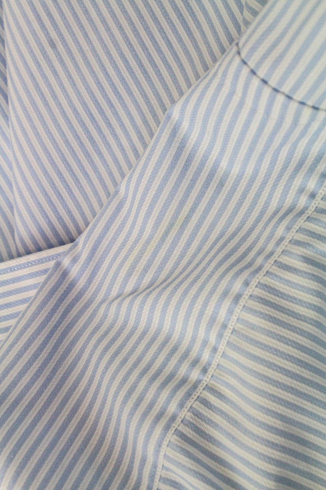 SUITSUPPLY Men Shirt 47/18 1/2 Striped Pattern Slim Fit Blue Pure Cotton