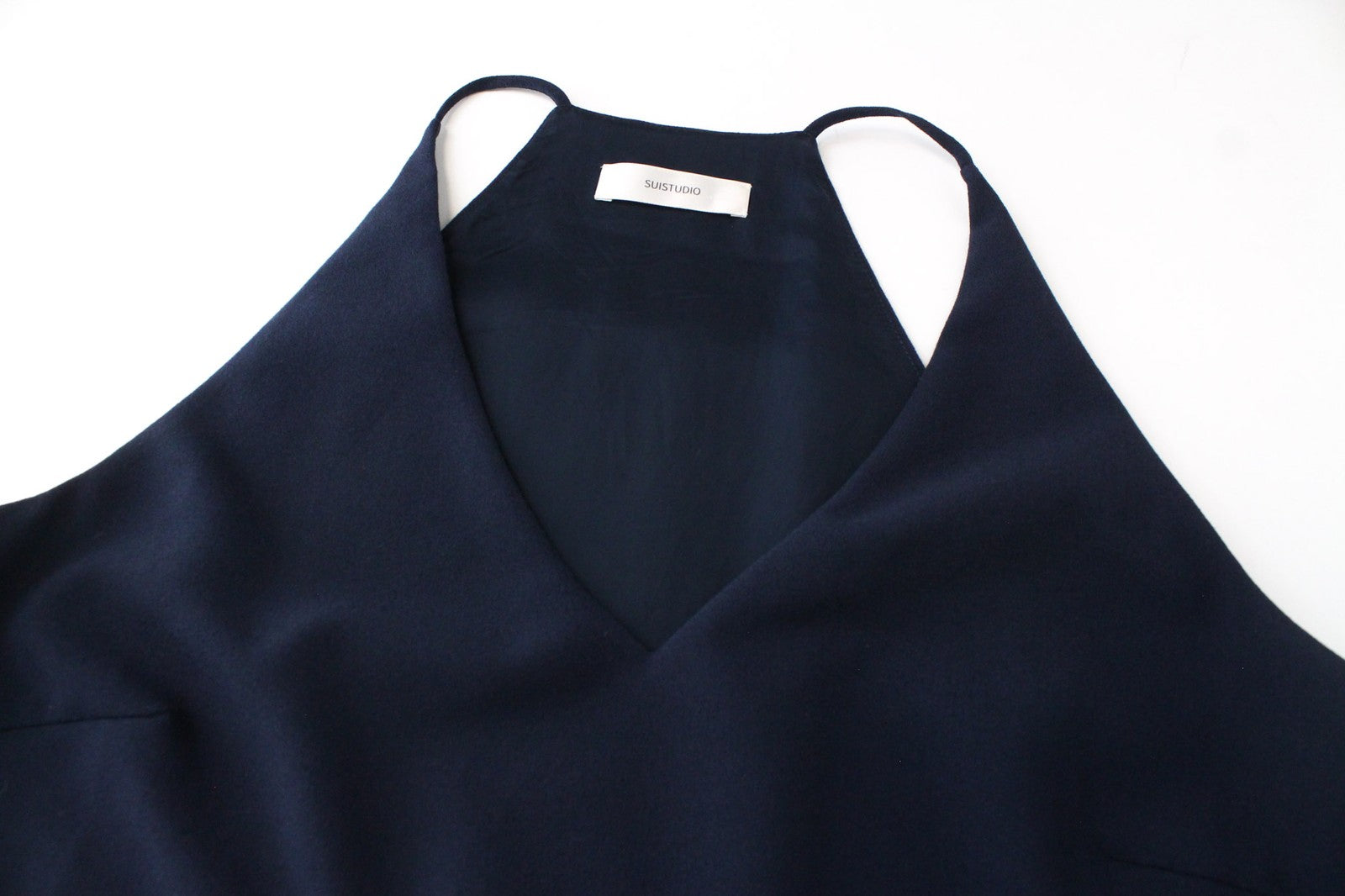 SUISTUDIO Women Top EU38 M Navy Sleeveless Straps V-Neck Casual Lightweight