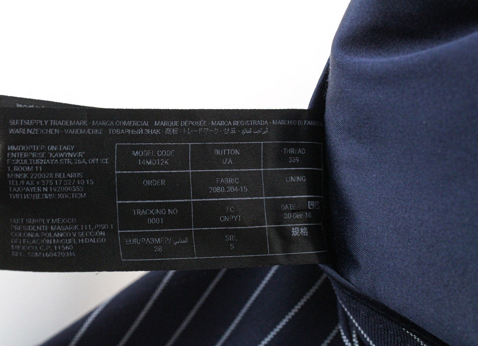 SUISTUDIO Oakley Women Trousers UK12S W31 Navy Pure Wool Striped Pleated Formal