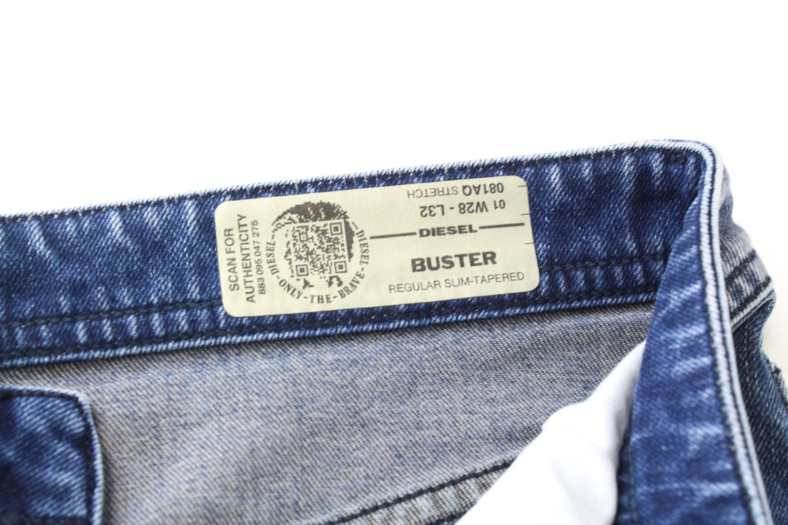 DIESEL Buster 081AQ Men Jeans W28/L32 Slim Taper Ripped Cotton Stretch Blue