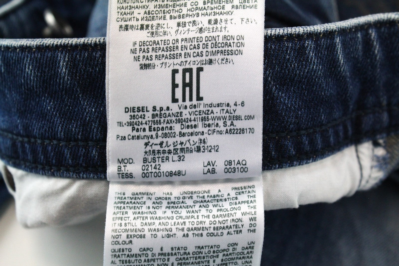 DIESEL Buster 081AQ Men Jeans W28/L32 Slim Taper Ripped Cotton Stretch Blue