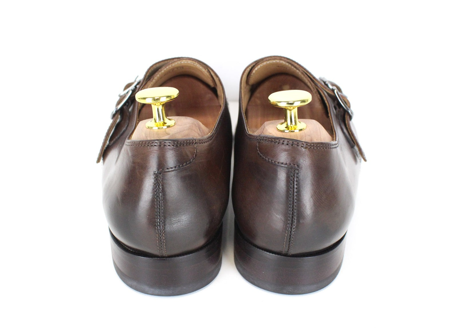 SUITSUPPLY Men Formal Shoes EU40.5 Brown Genuine Leather Double Buckle Classic