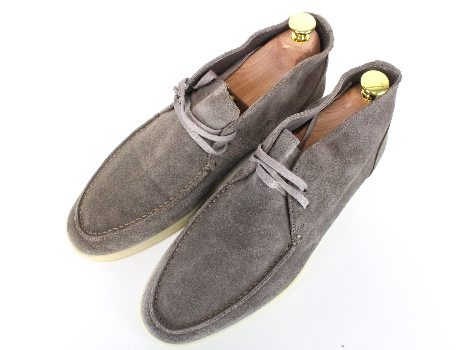 SUITSUPPLY Men Casual Shoes EU41 Grey Suede High-Top Laced Leisure