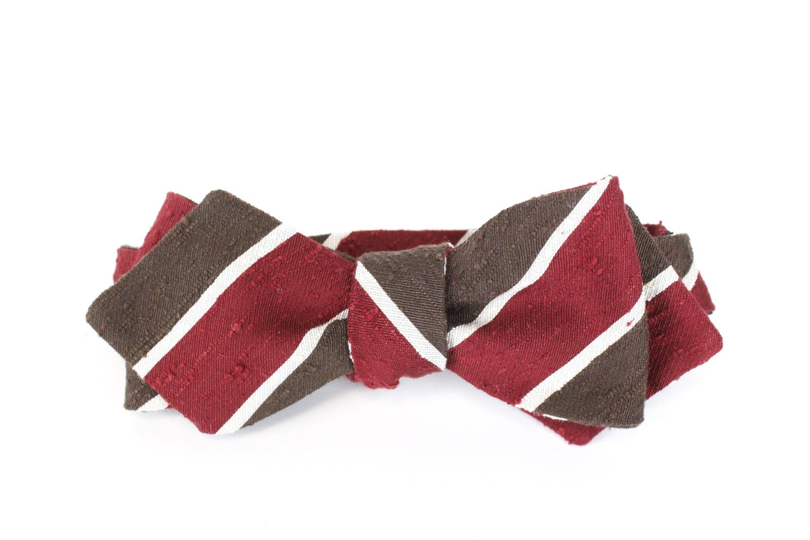 SUITSUPPLY Men Bow Tie One Size Brown Formal Butterfly Stripe Pure Silk Melange