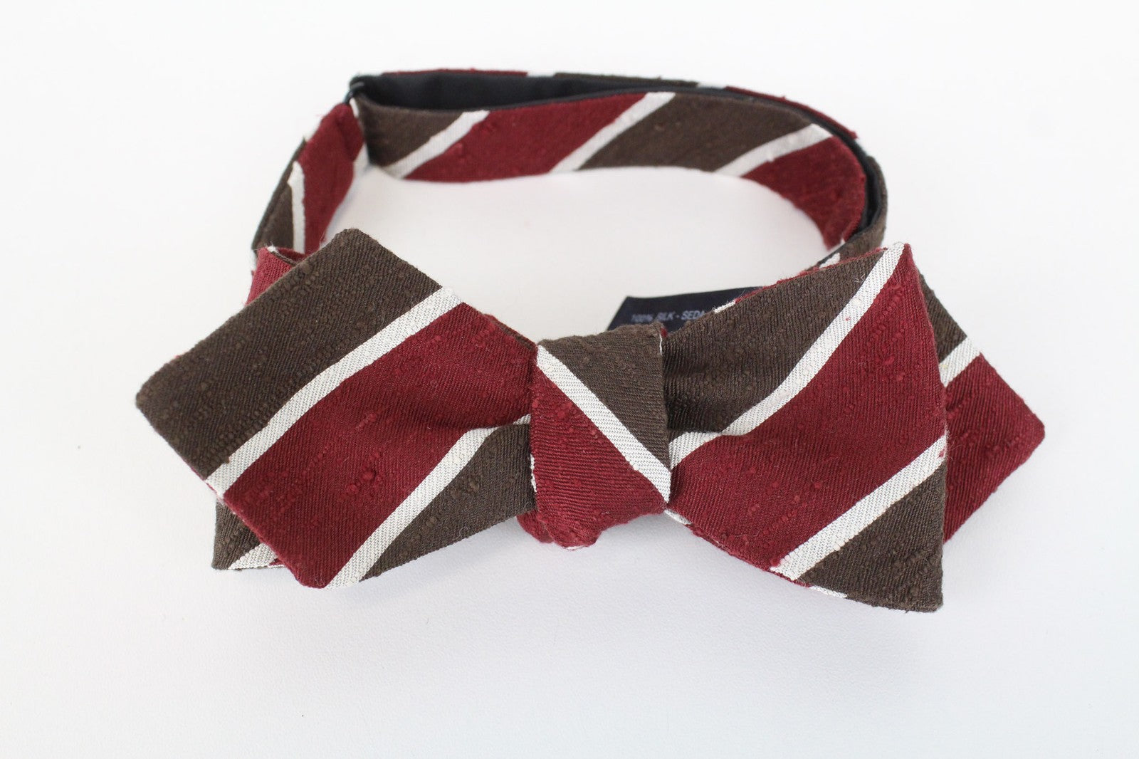 SUITSUPPLY Men Bow Tie One Size Brown Formal Butterfly Stripe Pure Silk Melange