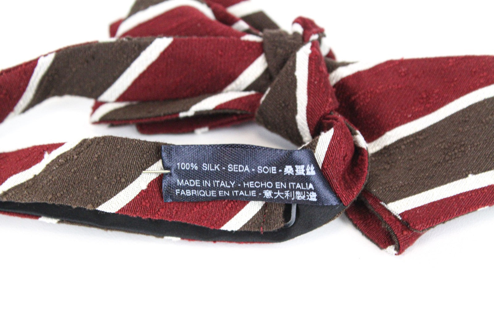 SUITSUPPLY Men Bow Tie One Size Brown Formal Butterfly Stripe Pure Silk Melange