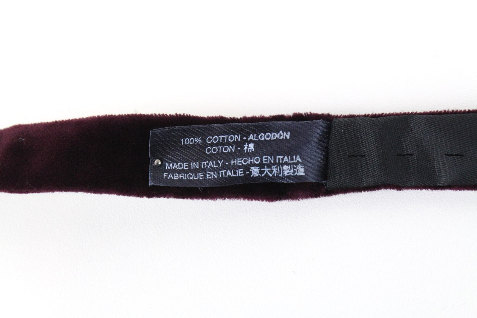 SUITSUPPLY Men Bow Tie OS Burgundy Formal Butterfly Velvet Cotton Self-Tie