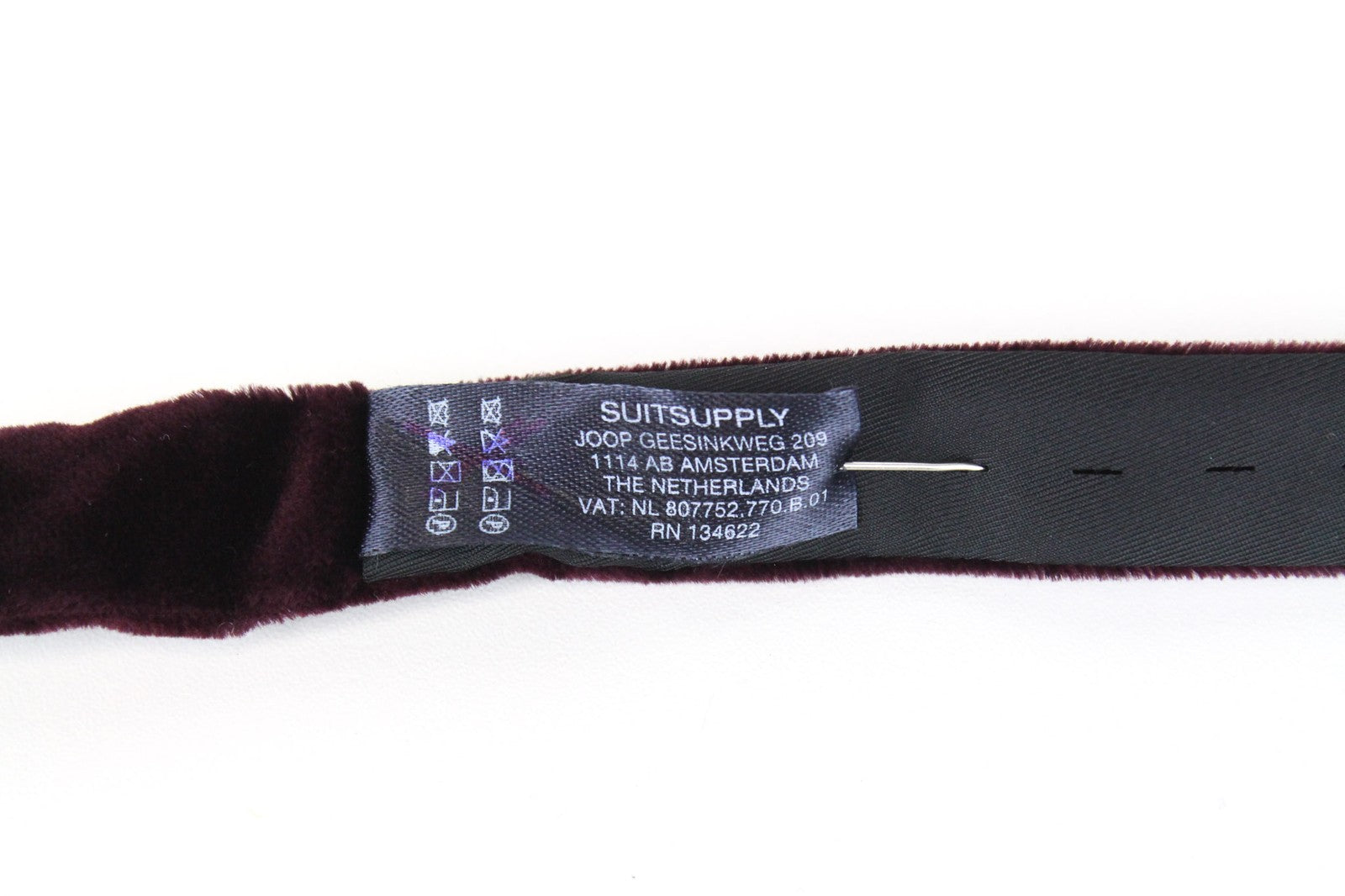 SUITSUPPLY Men Bow Tie OS Burgundy Formal Butterfly Velvet Cotton Self-Tie