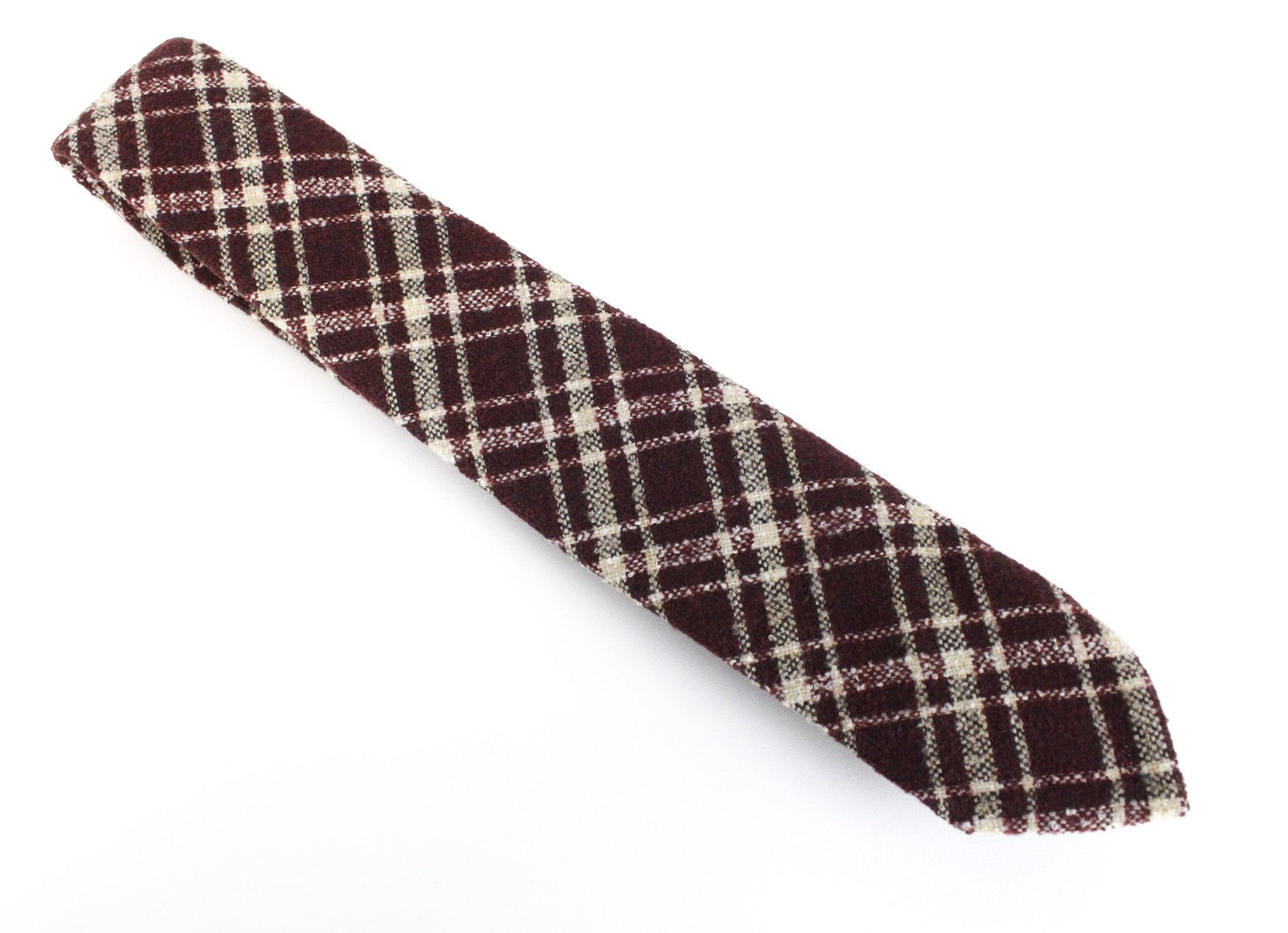 SUITSUPPLY Men Tie ~150 x 8 cm Wine Red Formal Plaid Check Wool Pointed-End