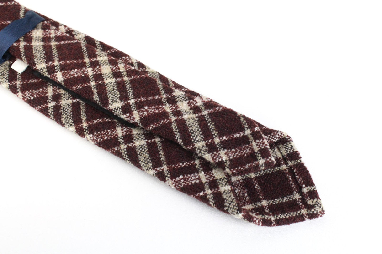 SUITSUPPLY Men Tie ~150 x 8 cm Wine Red Formal Plaid Check Wool Pointed-End