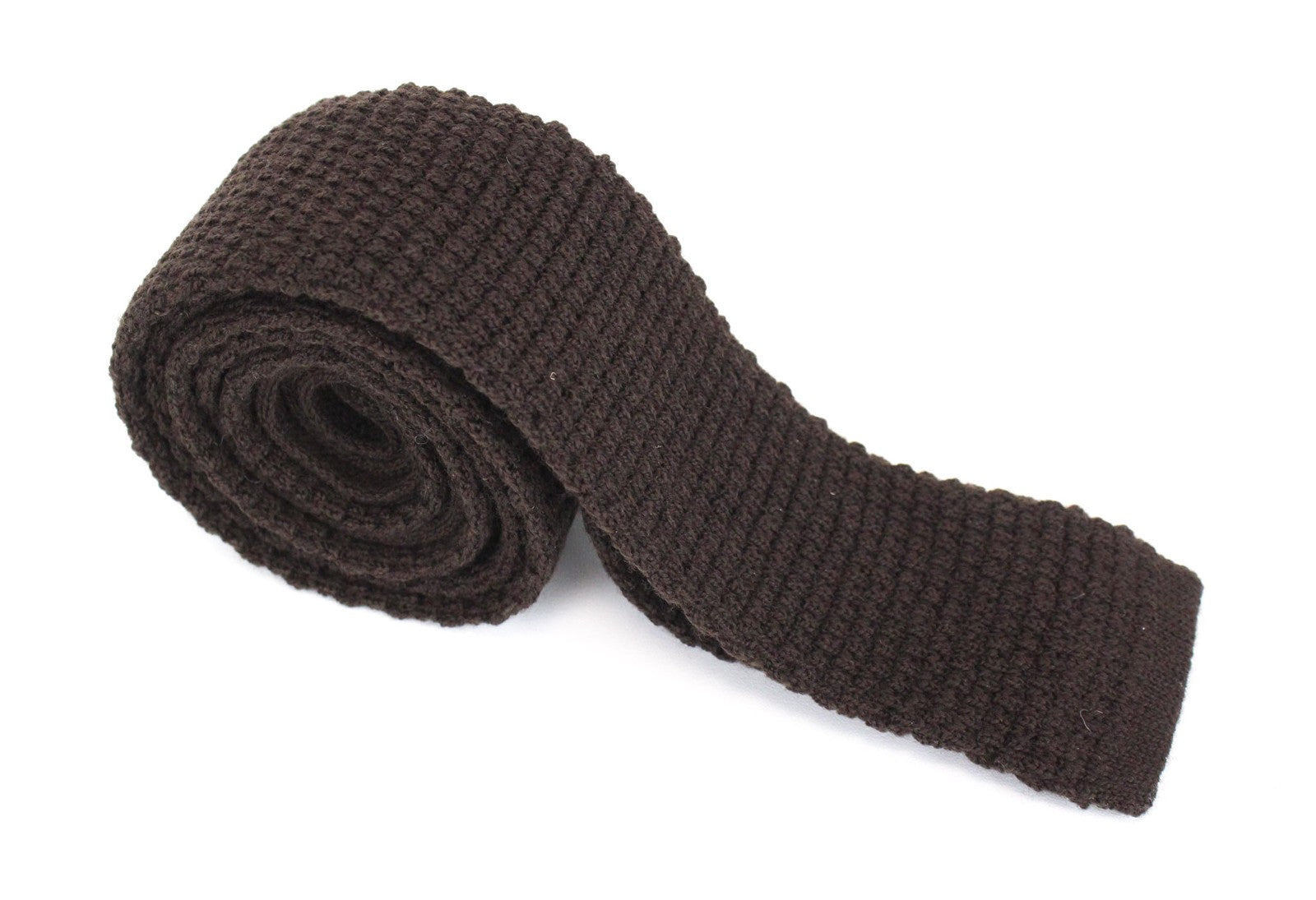 SUITSUPPLY Men Tie ~150 x 6 cm Dark Brown Formal Wool Classic Textured Skinny