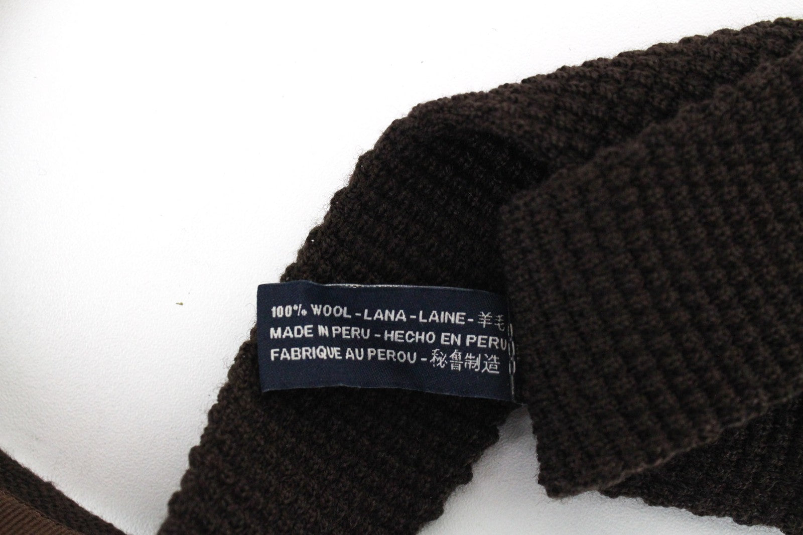 SUITSUPPLY Men Tie ~150 x 6 cm Dark Brown Formal Wool Classic Textured Skinny