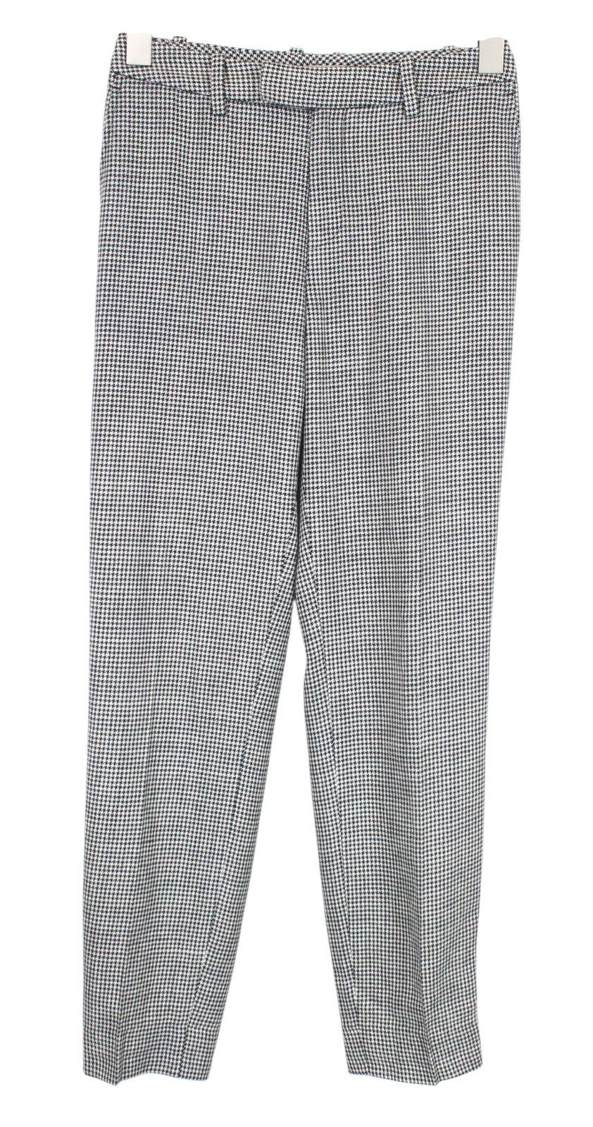 SUISTUDIO Grey Women Trousers UK8R W27 Grey Wool Silk Linen Slim Houndstooth