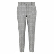 SUISTUDIO Robin Women Trousers UK12S W32 Beige Wool Cashmere Slim Glen Plaid