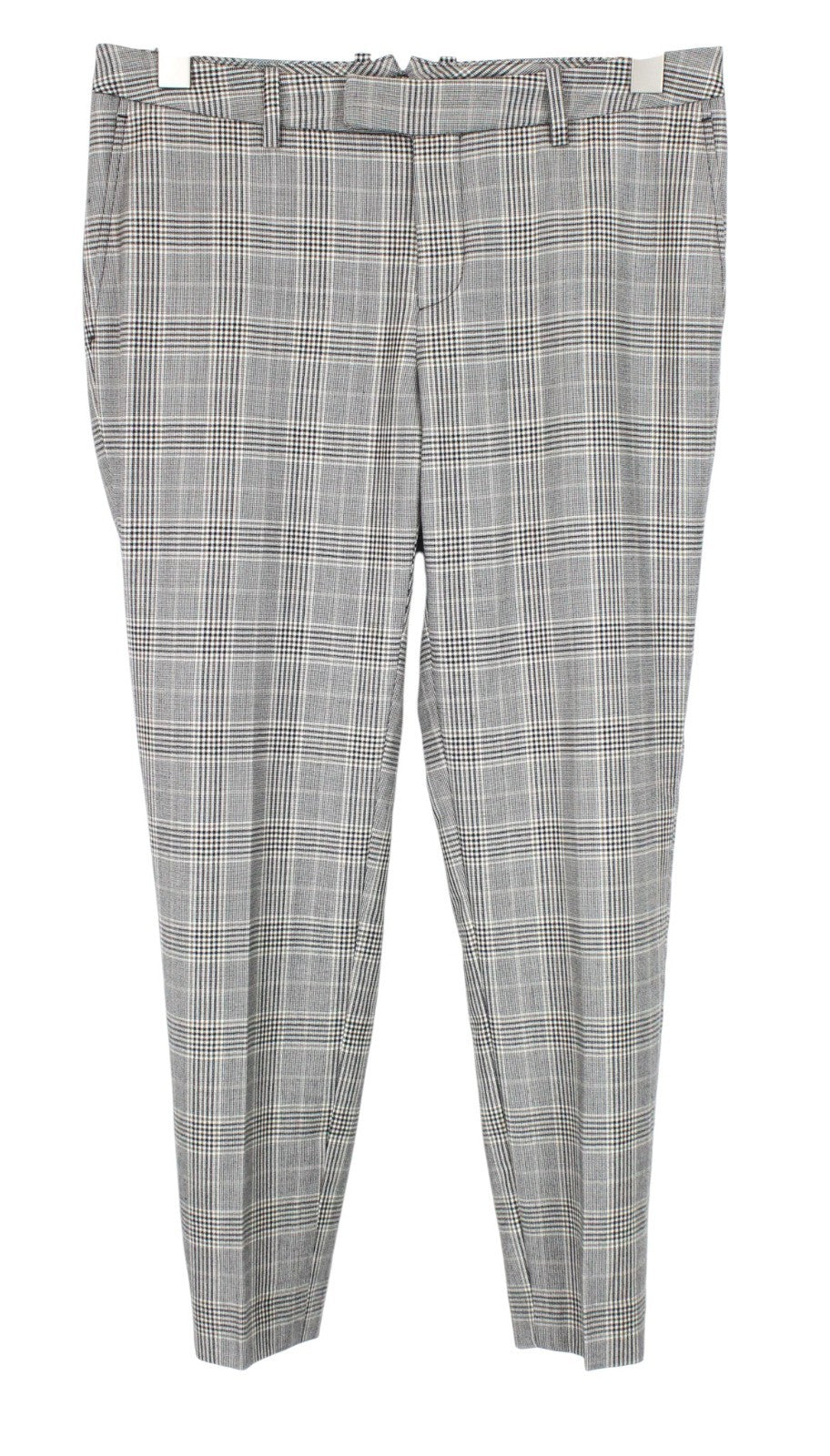 SUISTUDIO Robin Women Trousers UK12S W32 Beige Wool Cashmere Slim Glen Plaid
