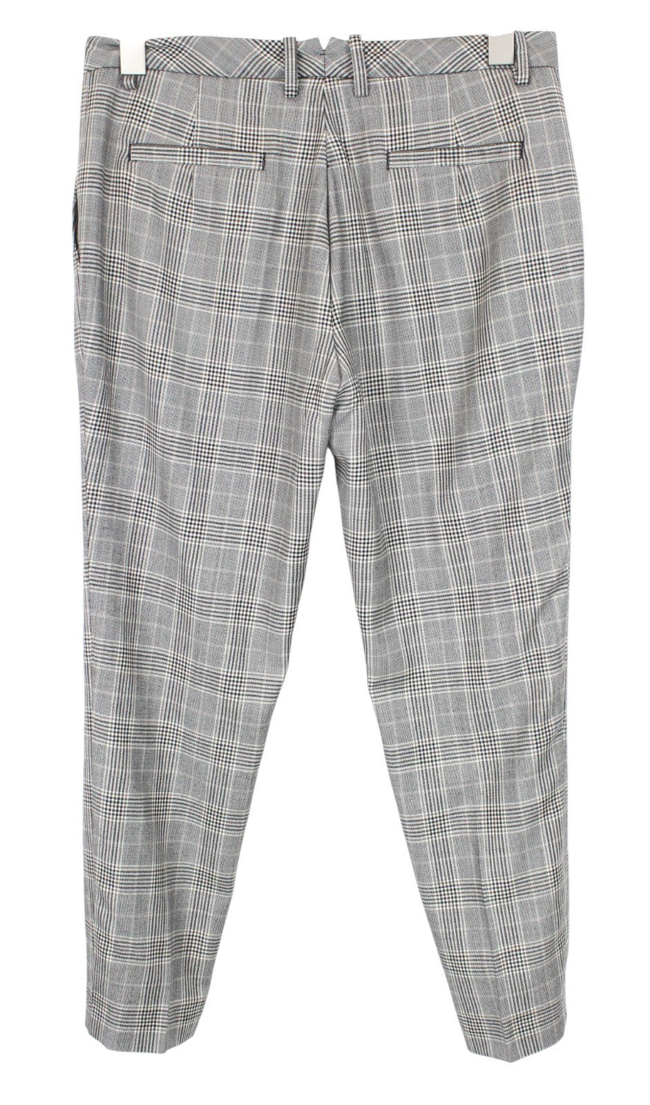 SUISTUDIO Robin Women Trousers UK12S W32 Beige Wool Cashmere Slim Glen Plaid