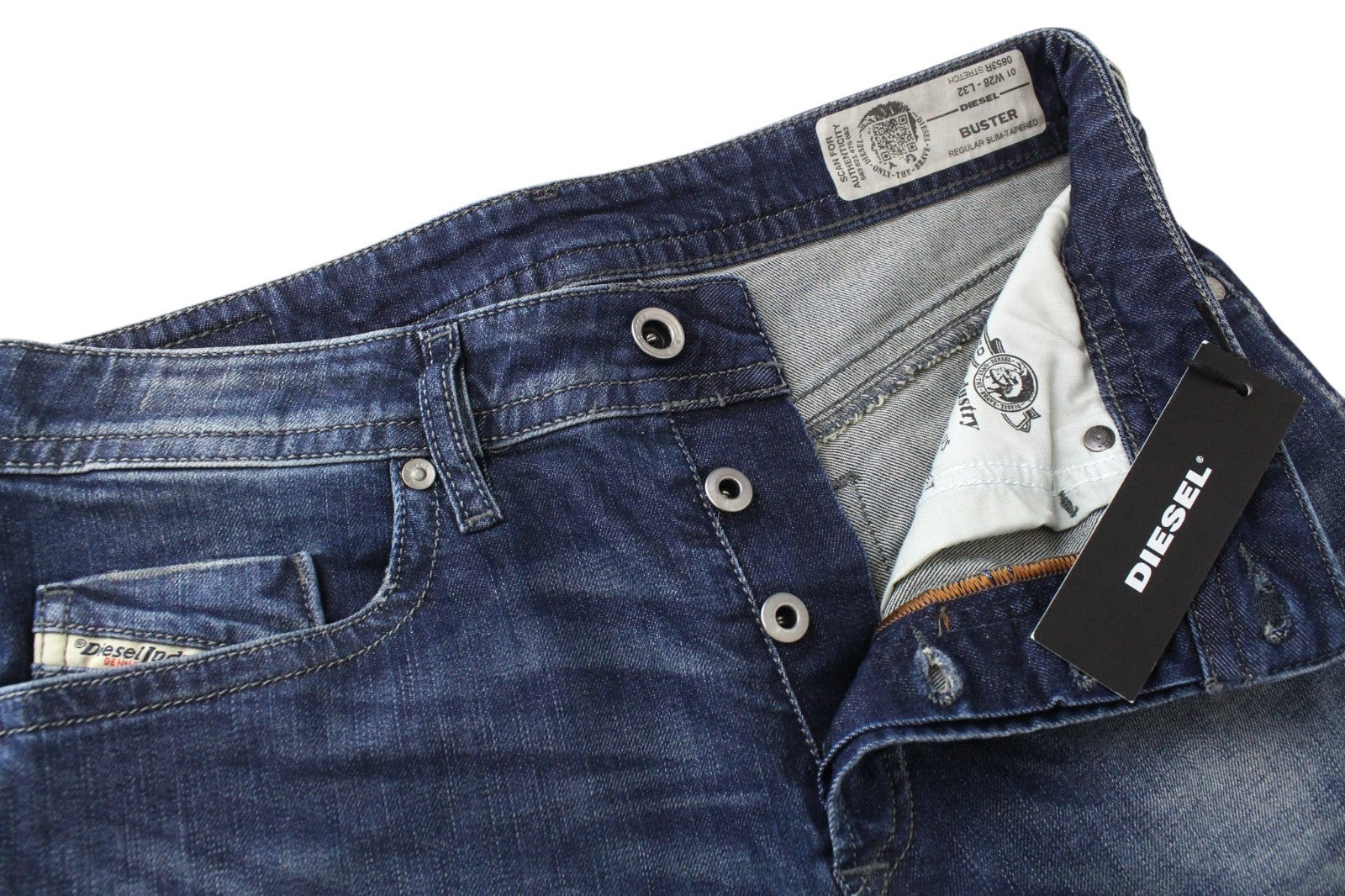DIESEL Buster R853R Men Jeans W28/L32 Blue Stretch Regular Slim Tapered Cut