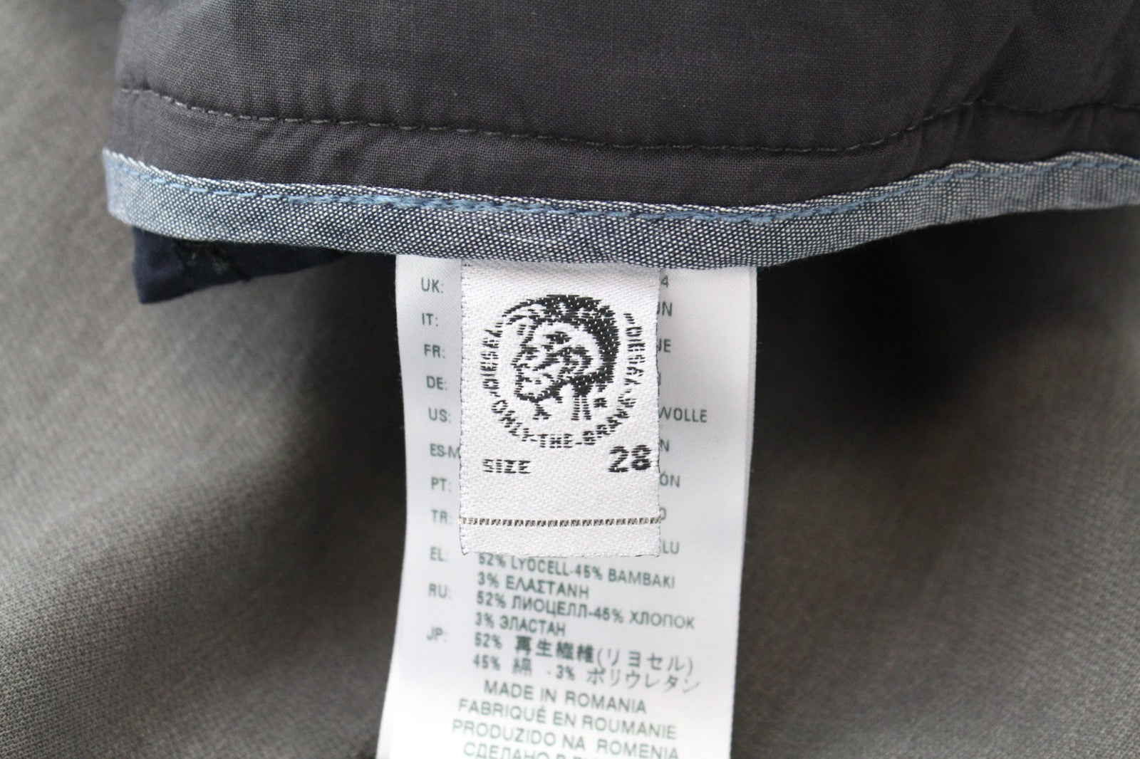 DIESEL Slim-Chino-M-NE 0685E Men Trousers W28 Grey Stretch Jogg Sweat Slim Cut