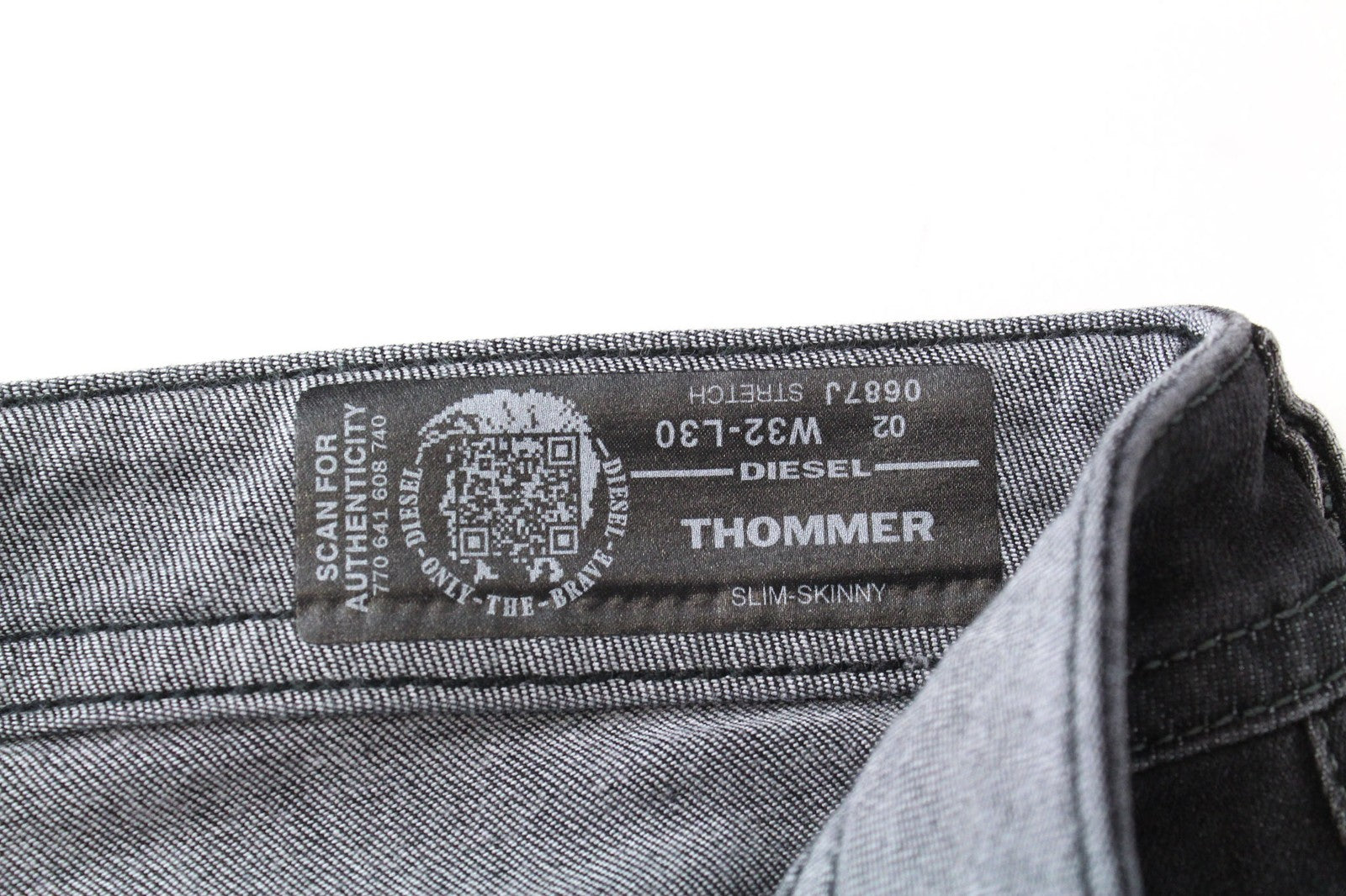DIESEL Thommer 0687J Men Jeans W32/L30 Dark Grey Stretch Slim Skinny Zip-Fly