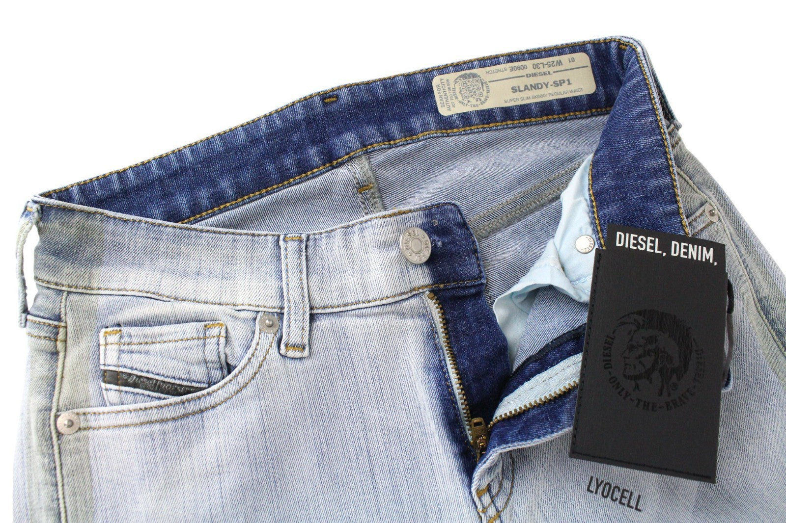 DIESEL Slandy-SP1 0090E Women Jeans W25/L30 Blue Stretch Super Slim Skinny