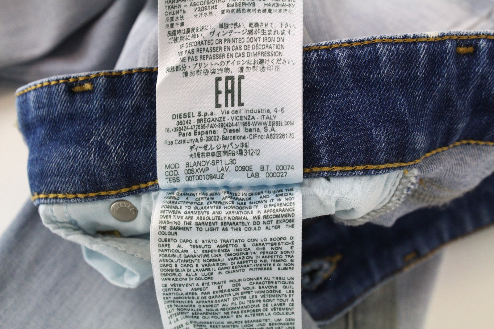 DIESEL Slandy-SP1 0090E Women Jeans W25/L30 Blue Stretch Super Slim Skinny