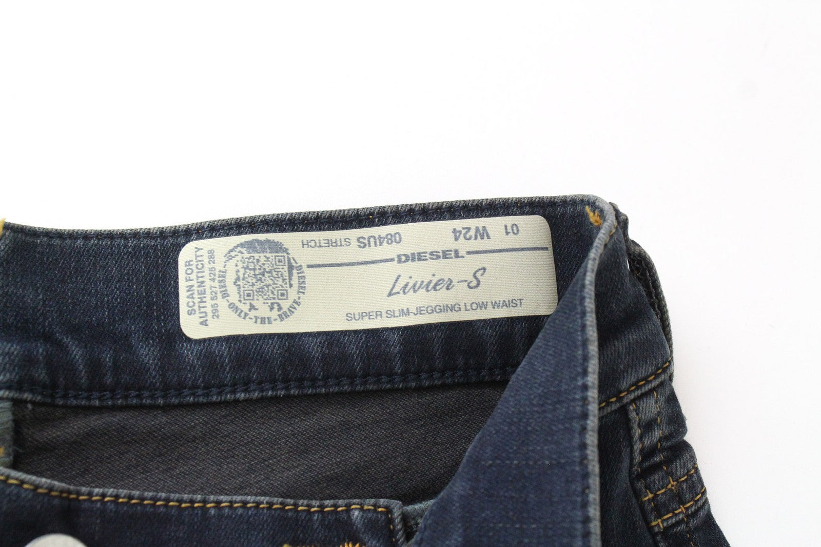 DIESEL Livier-S 084US Women Jeans W24 Blue Stretch Super Slim Jegging Low Waist