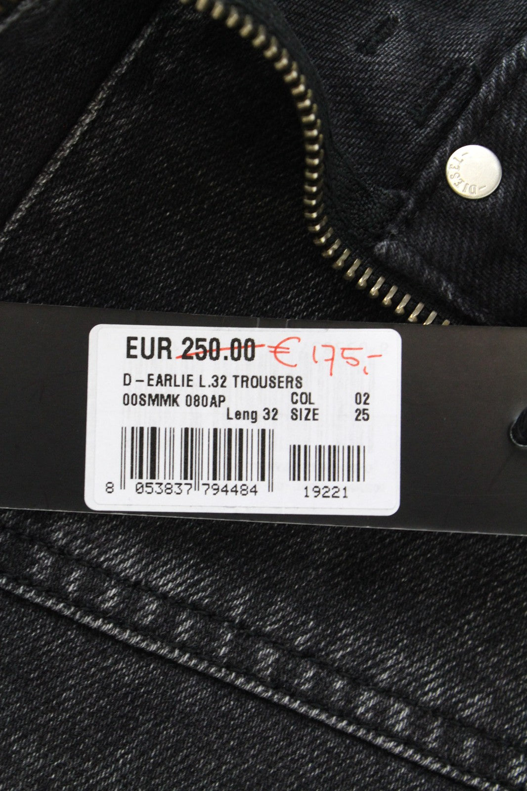 DIESEL D-Earlie 080AP Women Jeans W25/L32 Grey Stretch Slim High Waist Zip-Fly