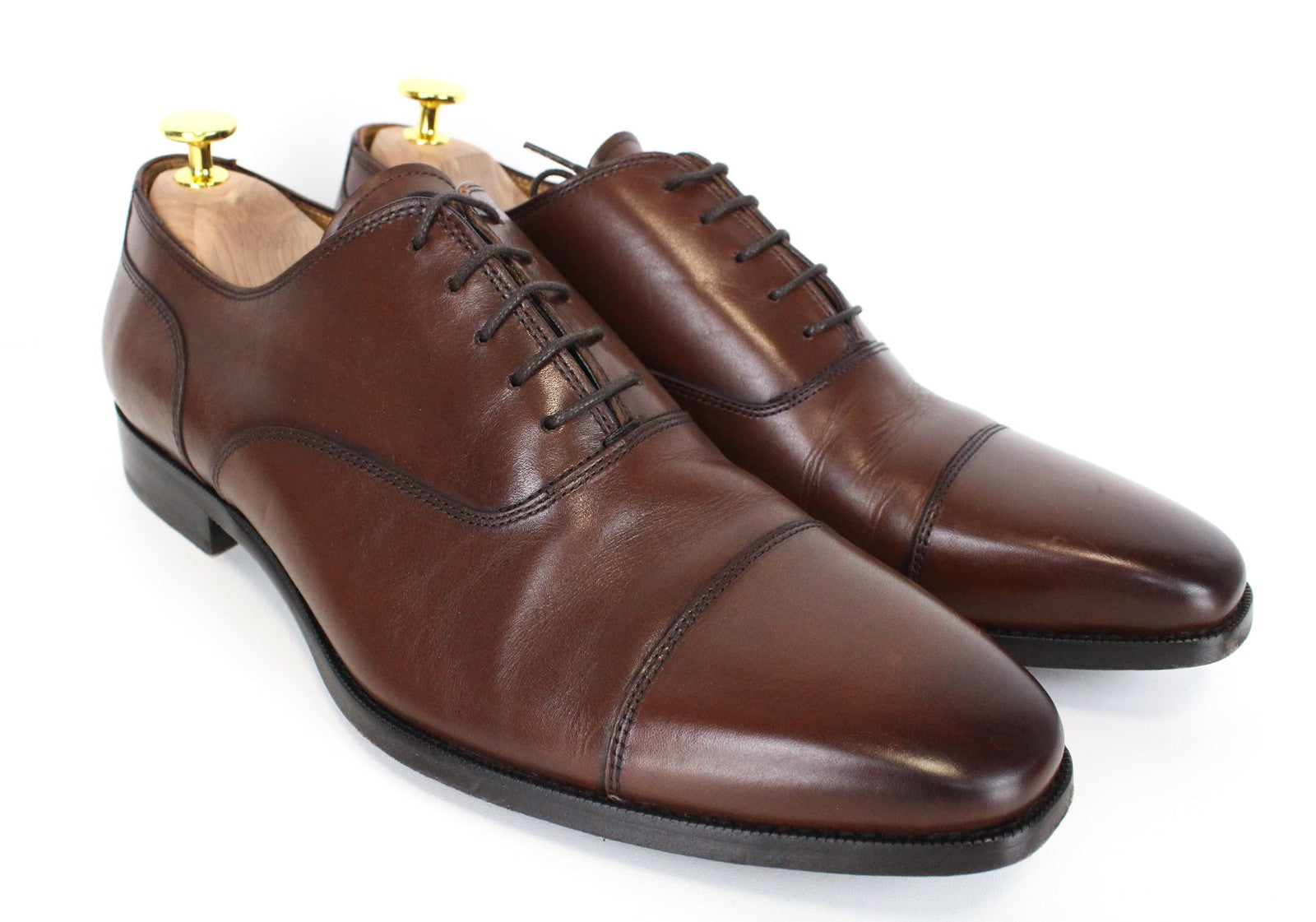 SUITSUPPLY Men Formal Shoes EU43 Mid Brown Calf Leather Derby Classic Lace-Ups