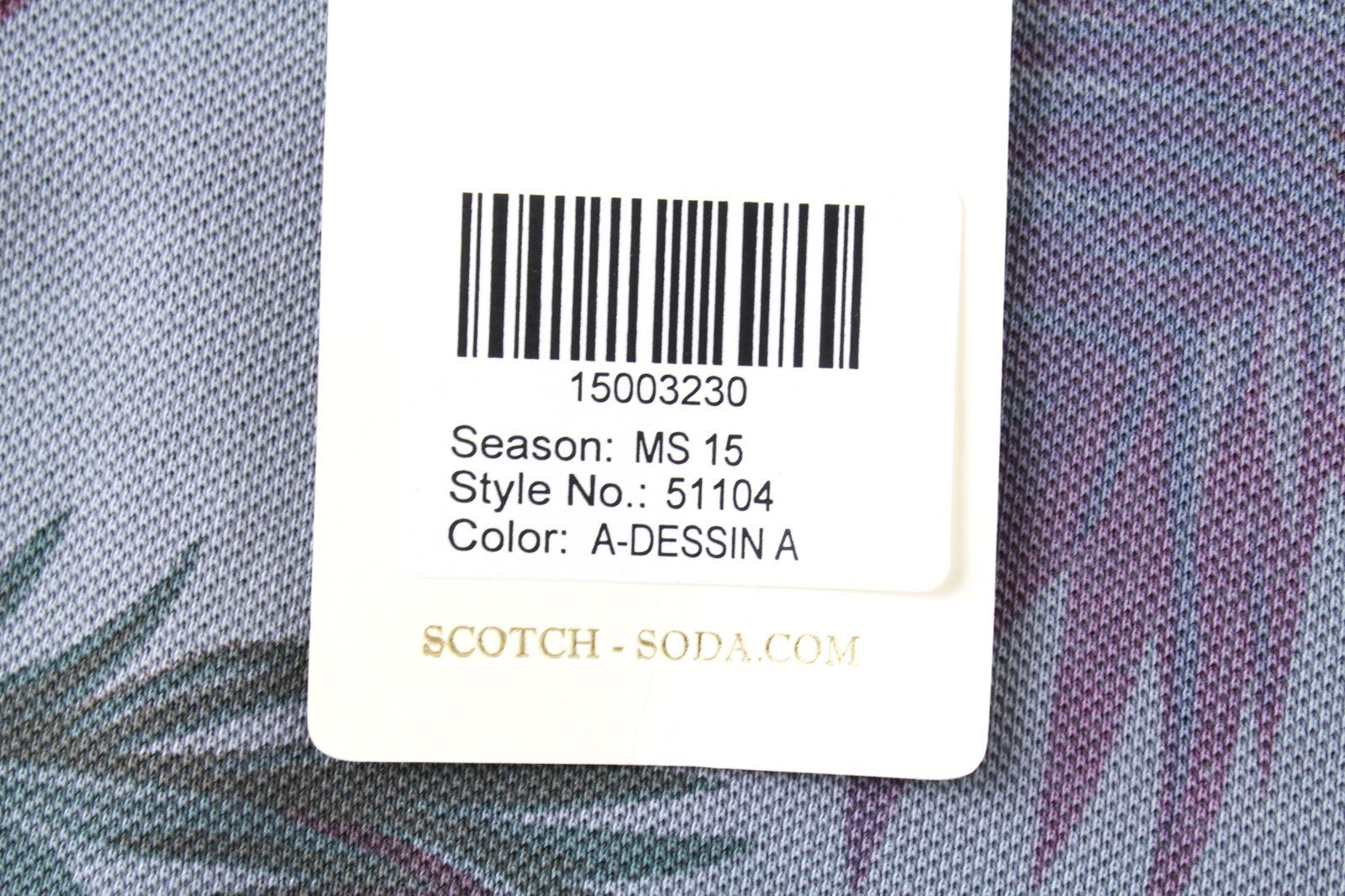 SCOTCH & SODA Men T-Shirt S Grey Bluish Leaf Patterned Short Sleeved Twill