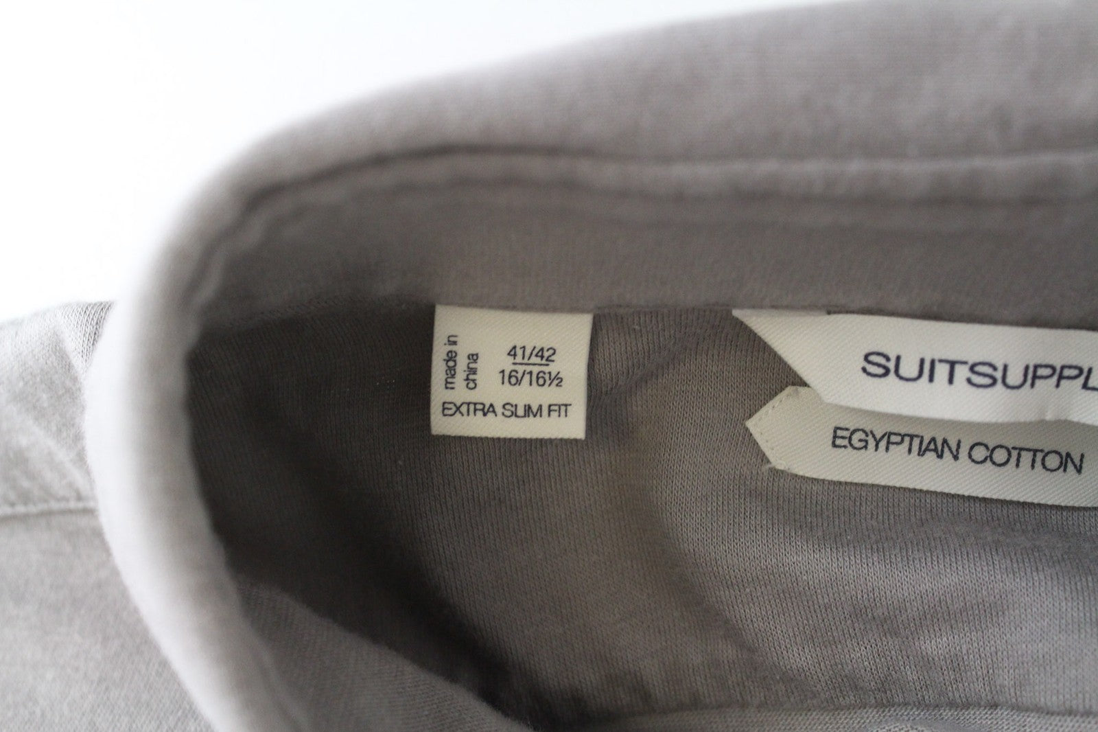 SUITSUPPLY Men T-Shirt 41/42/ 16/16 1/2 Cutaway Grey Extra Slim Cotton Polo