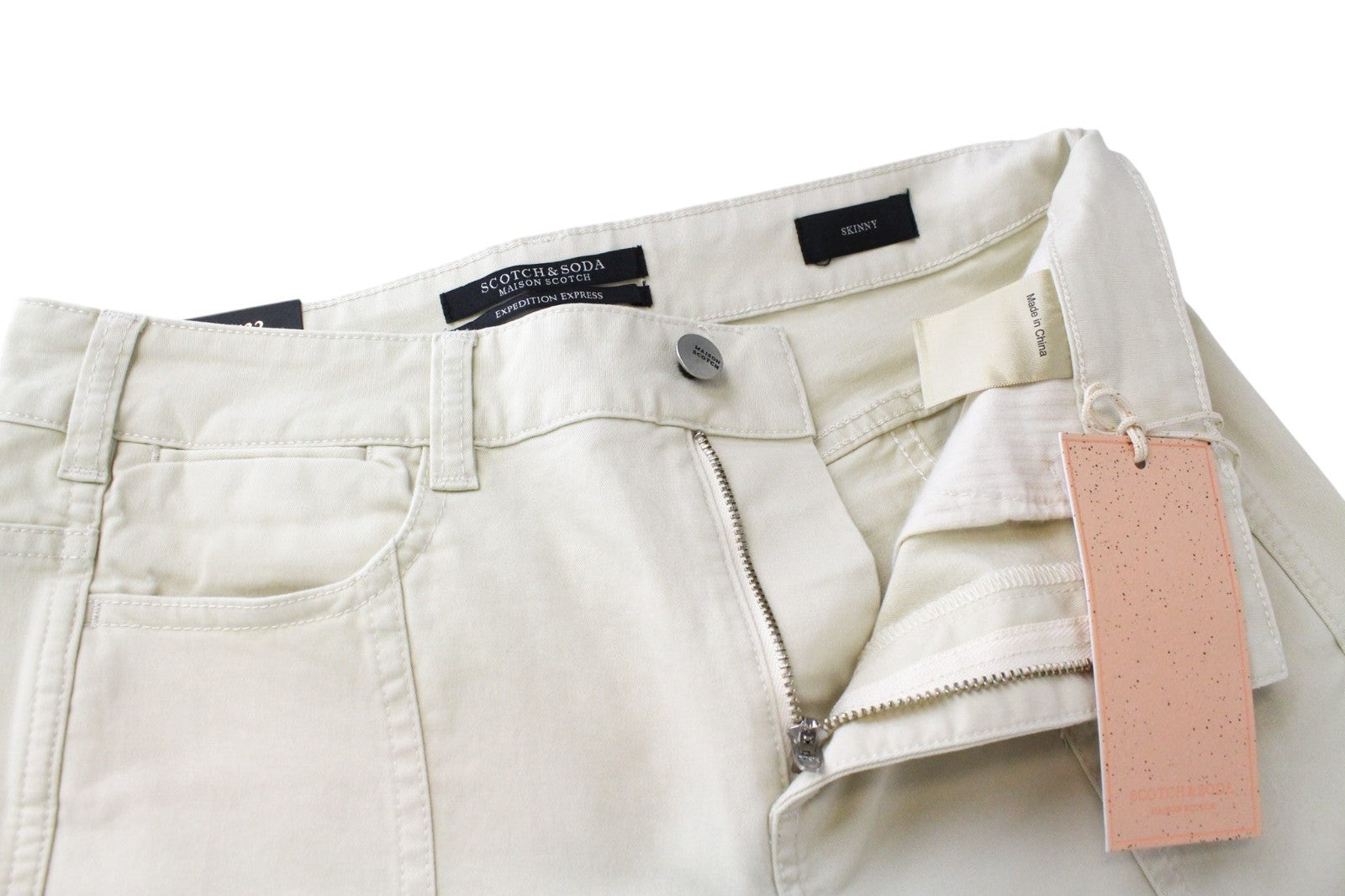MAISON SCOTCH Women Trousers W27/L32 Off-White Beige Skinny Fit Casual