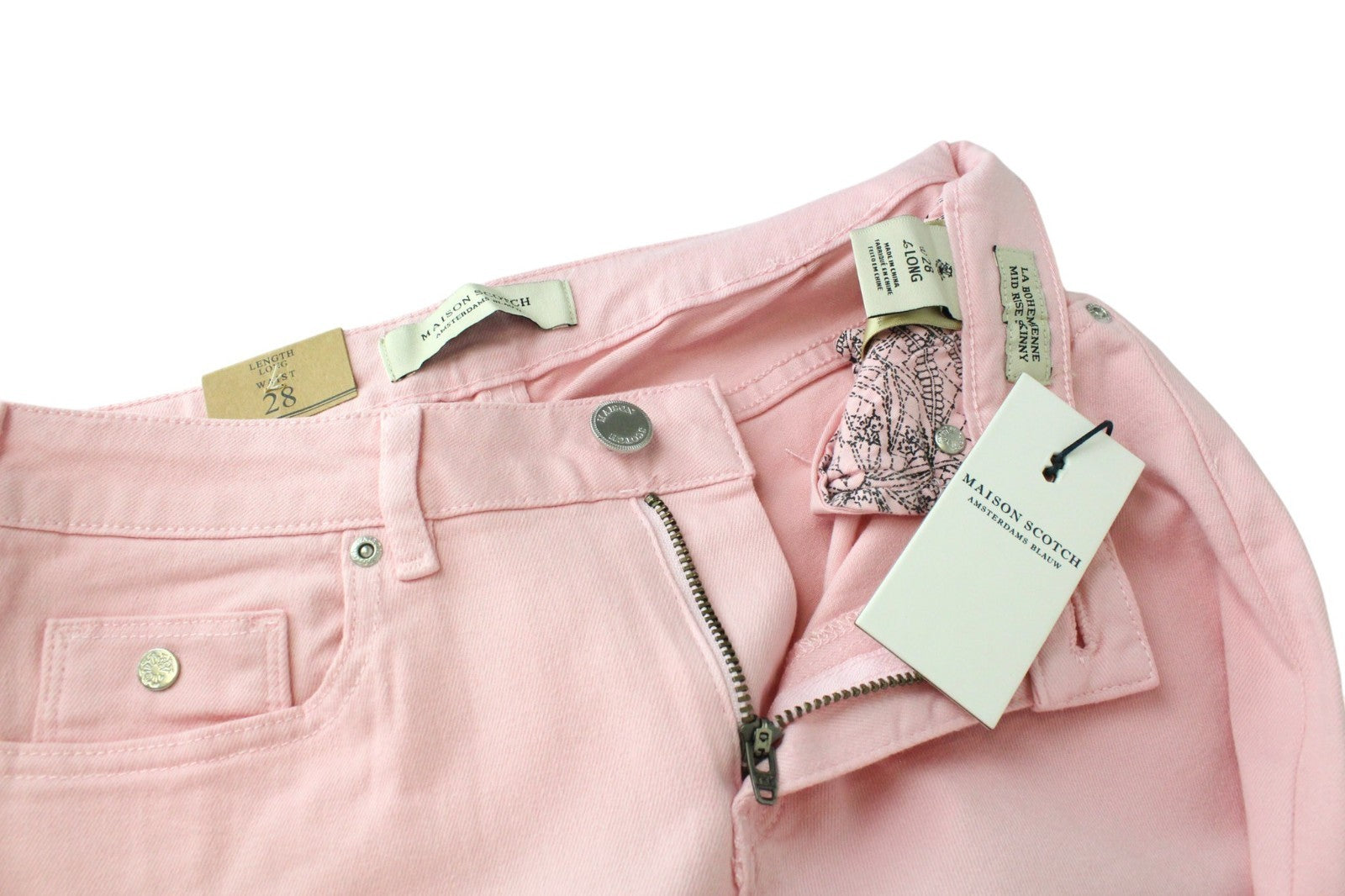 MAISON SCOTCH La Bohemienne Women Jeans W28 Pink Skinny Cotton Blend Stretch