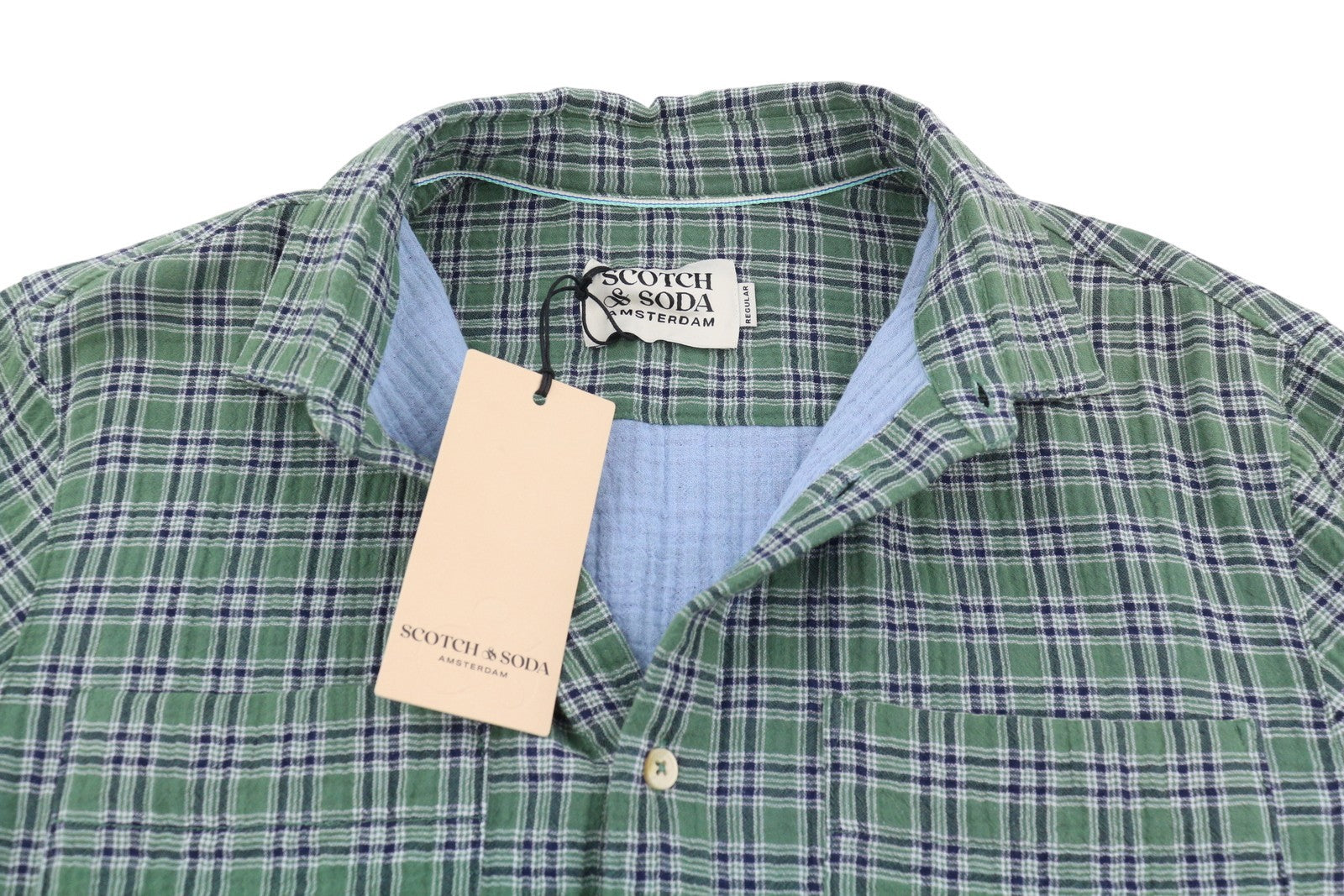 SCOTCH & SODA Men Shirt M Green Double Face Check Regular Button Shirt