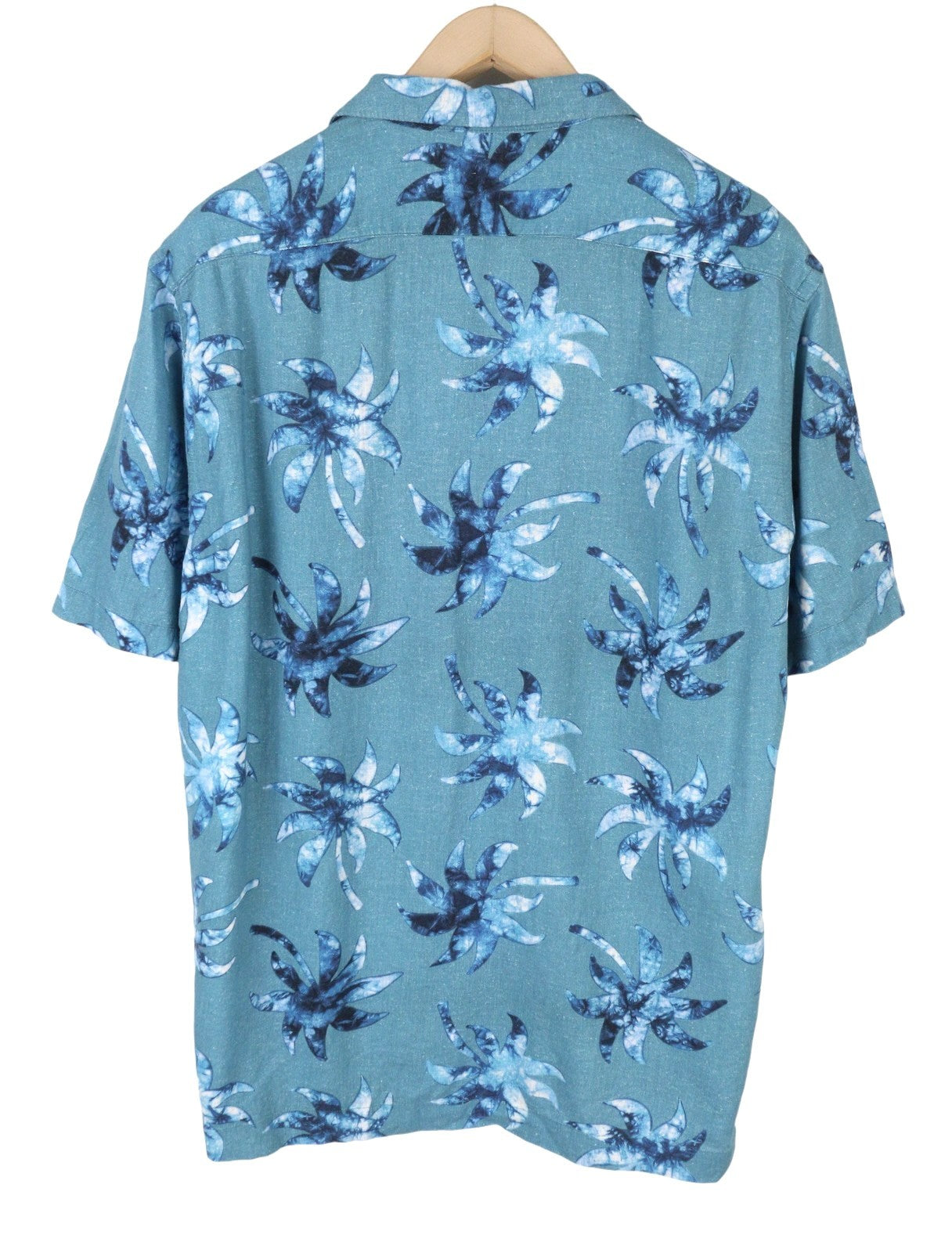 SCOTCH & SODA Men Shirt XL Blue Print Notch Collar Short Sleeve Button Top