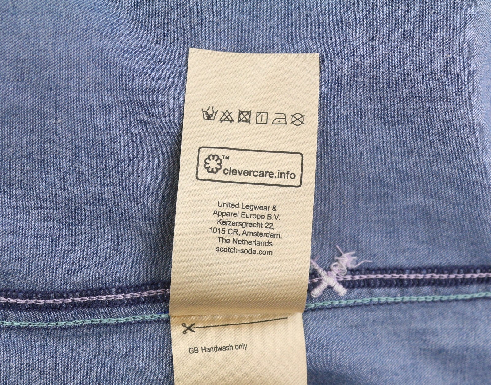 SCOTCH & SODA Men Shirt L Blue Denim Effect Relaxed Short Sleeve Casual
