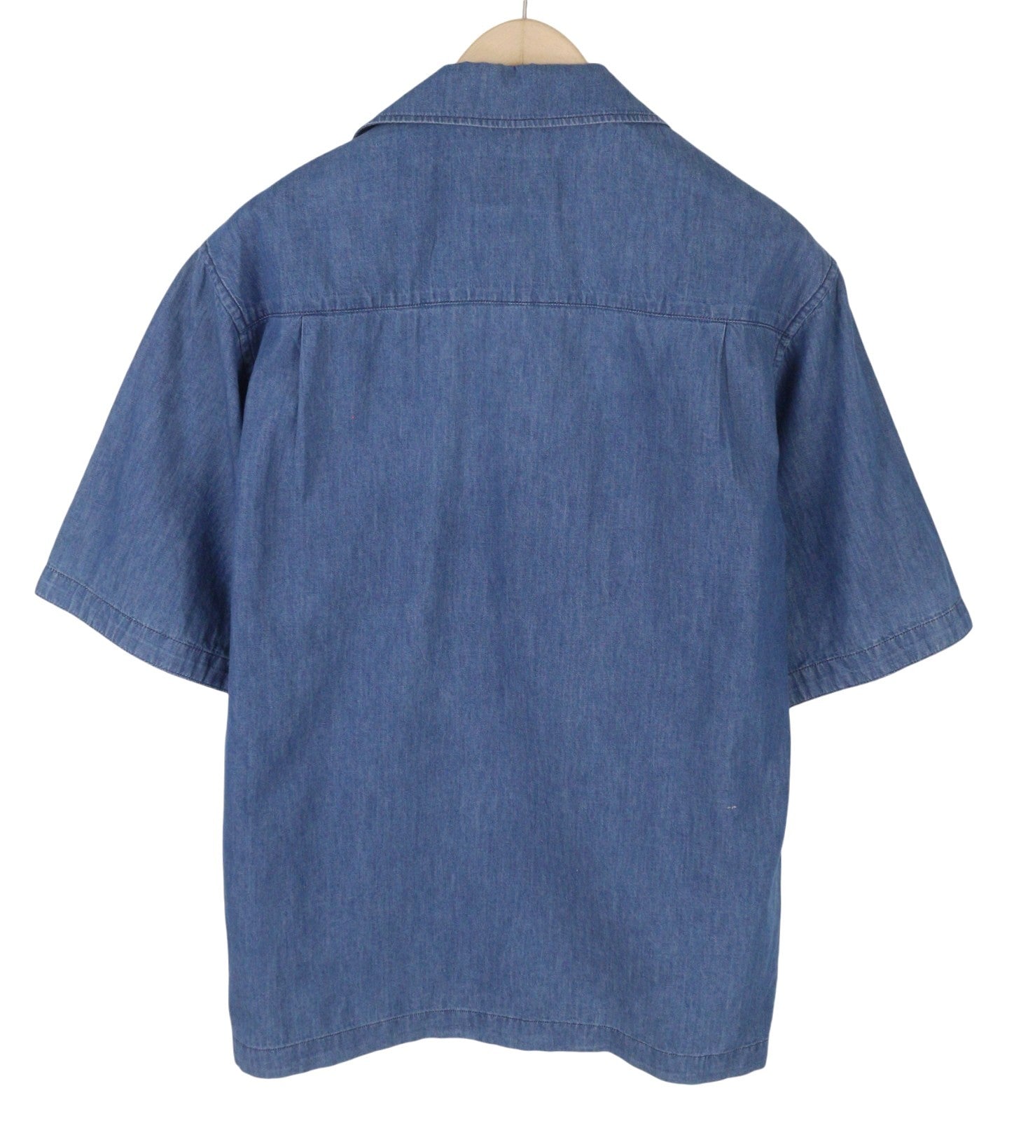 SCOTCH & SODA Men Shirt L Blue Denim Effect Relaxed Short Sleeve Casual