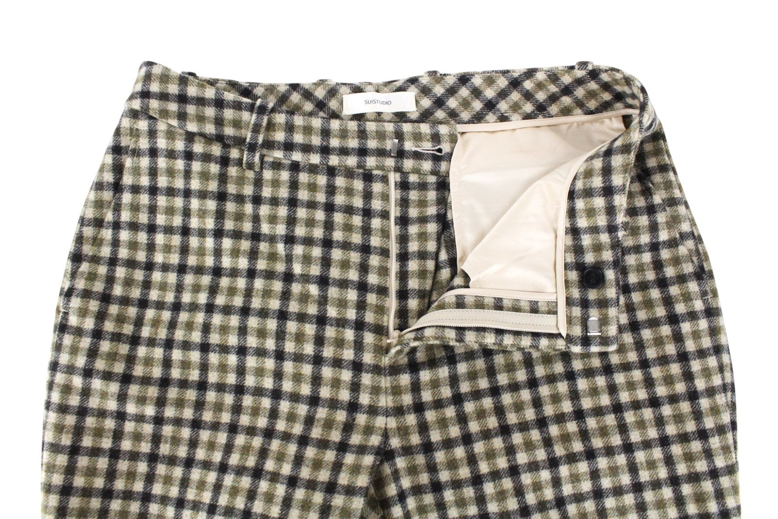 SUISTUDIO Sage Robin Women Set UK10 S Checked Sleeveless Wool Blend 2Pc Suit