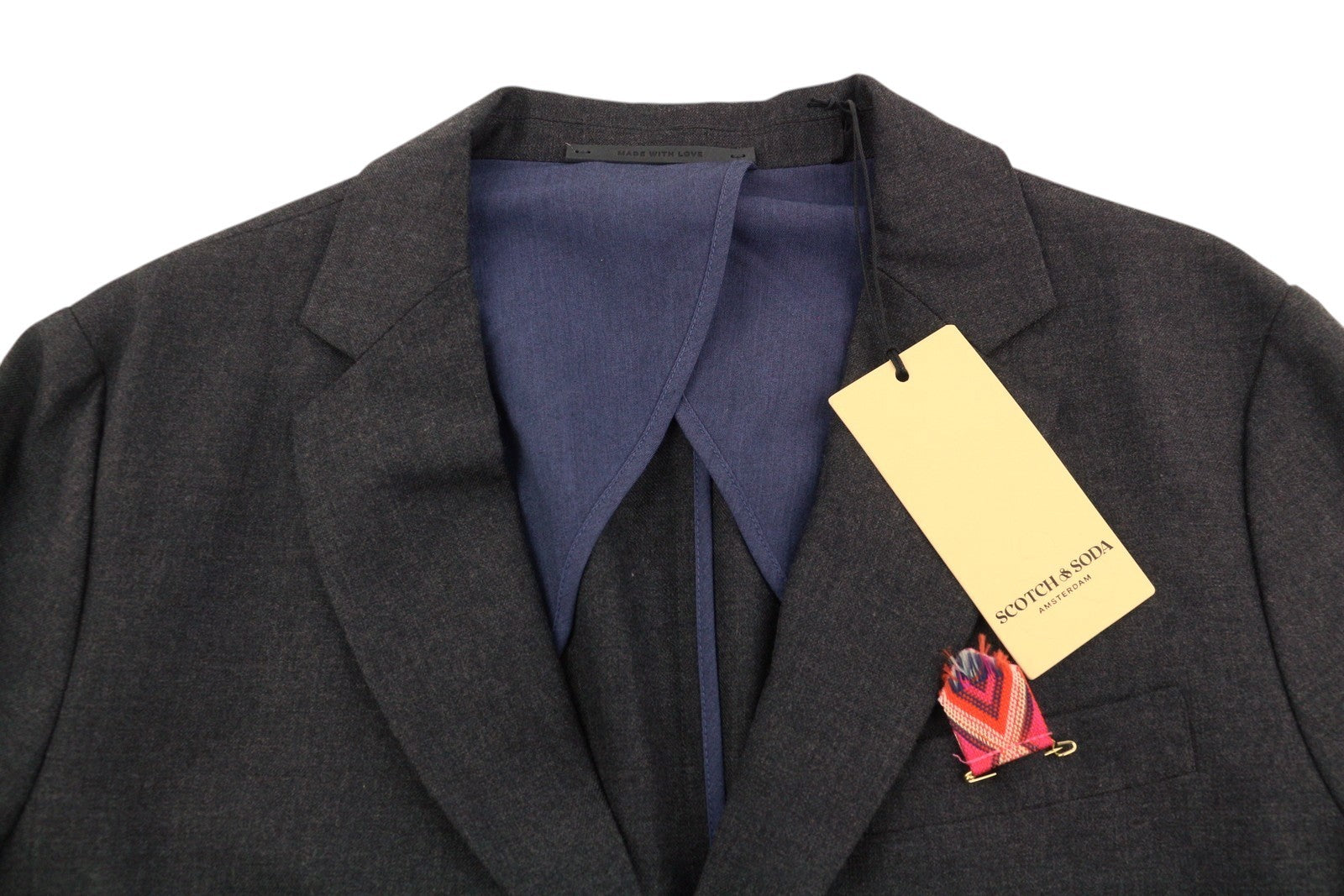 SCOTCH & SODA Men Blazer S Graphite Grey Melange Notch Half Lined Jacket