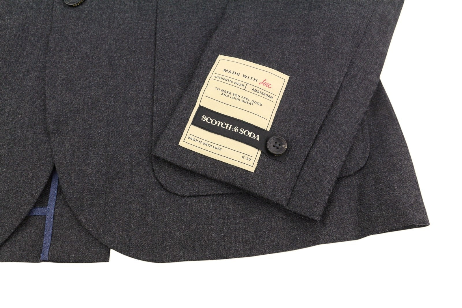 SCOTCH & SODA Men Blazer S Graphite Grey Melange Notch Half Lined Jacket