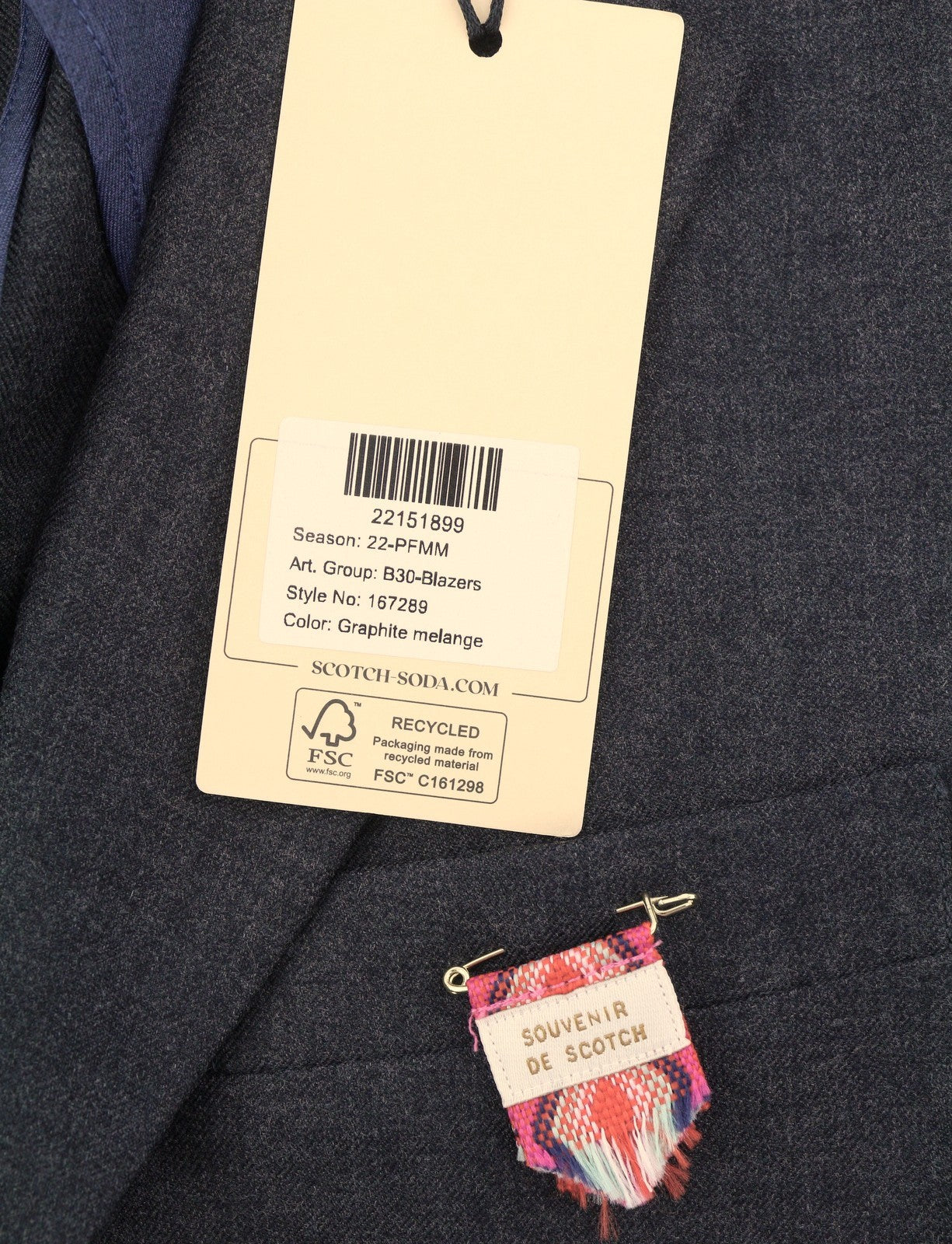 SCOTCH & SODA Men Blazer S Graphite Grey Melange Notch Half Lined Jacket