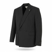 SCOTCH & SODA Men Blazer M Grey Pinstripe Peak Lapel Double Breasted Jacket