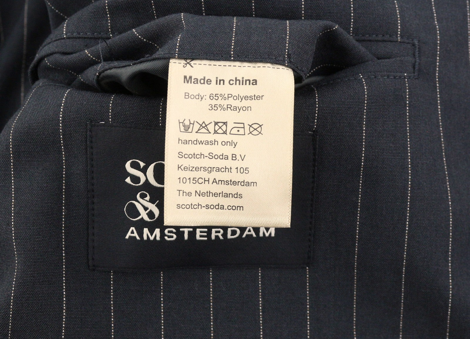 SCOTCH & SODA Men Blazer M Grey Pinstripe Peak Lapel Double Breasted Jacket